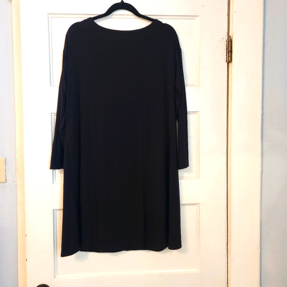 Eileen Fisher Dress, Black, Back Knot, Sz Sm, EUC, LBD Minimalist Stretch